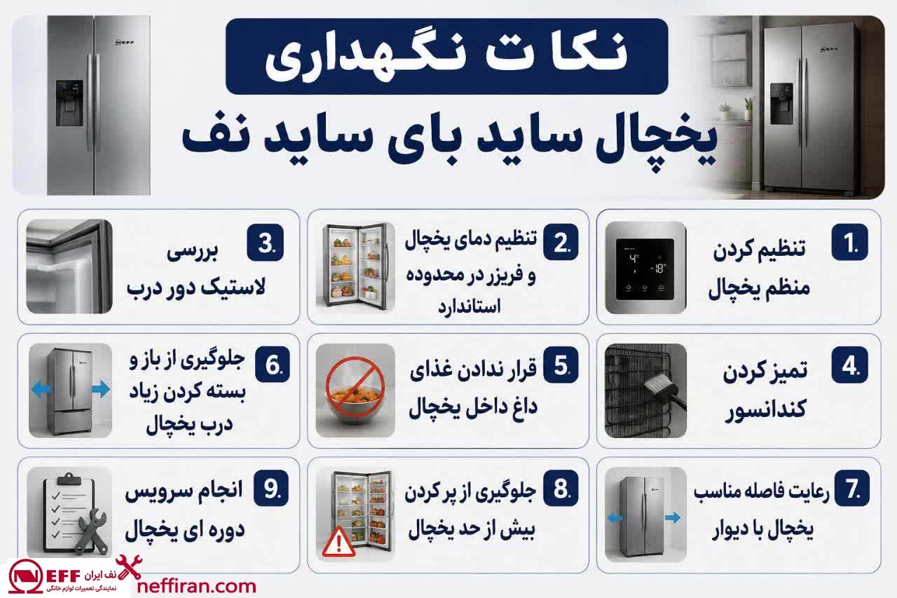 نکات نگهداری یخچال ساید بای ساید نف