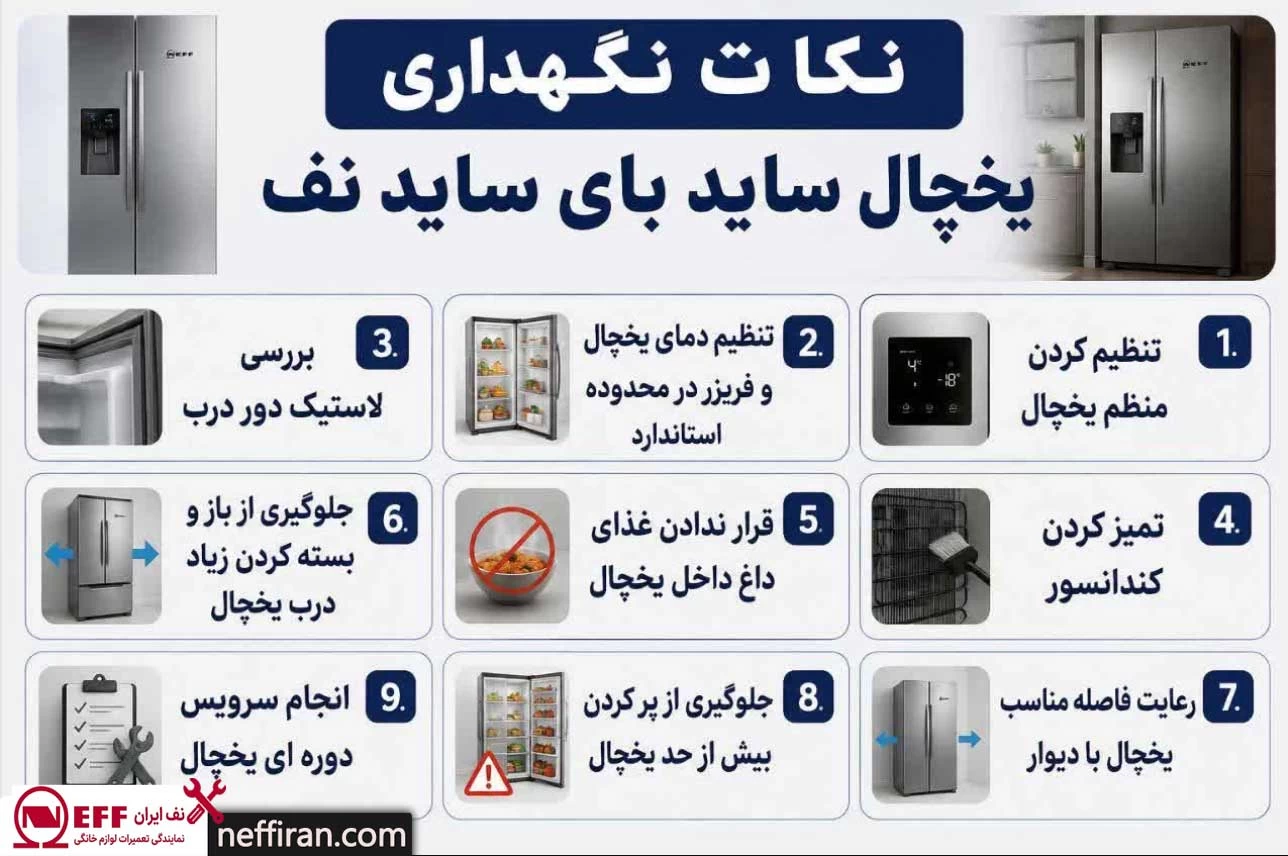 نکات نگهداری یخچال ساید بای ساید نف