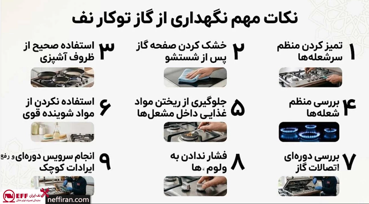 نکات مهم نگهداری از گاز توکار نف برای افزایش بهره وری دستگاه