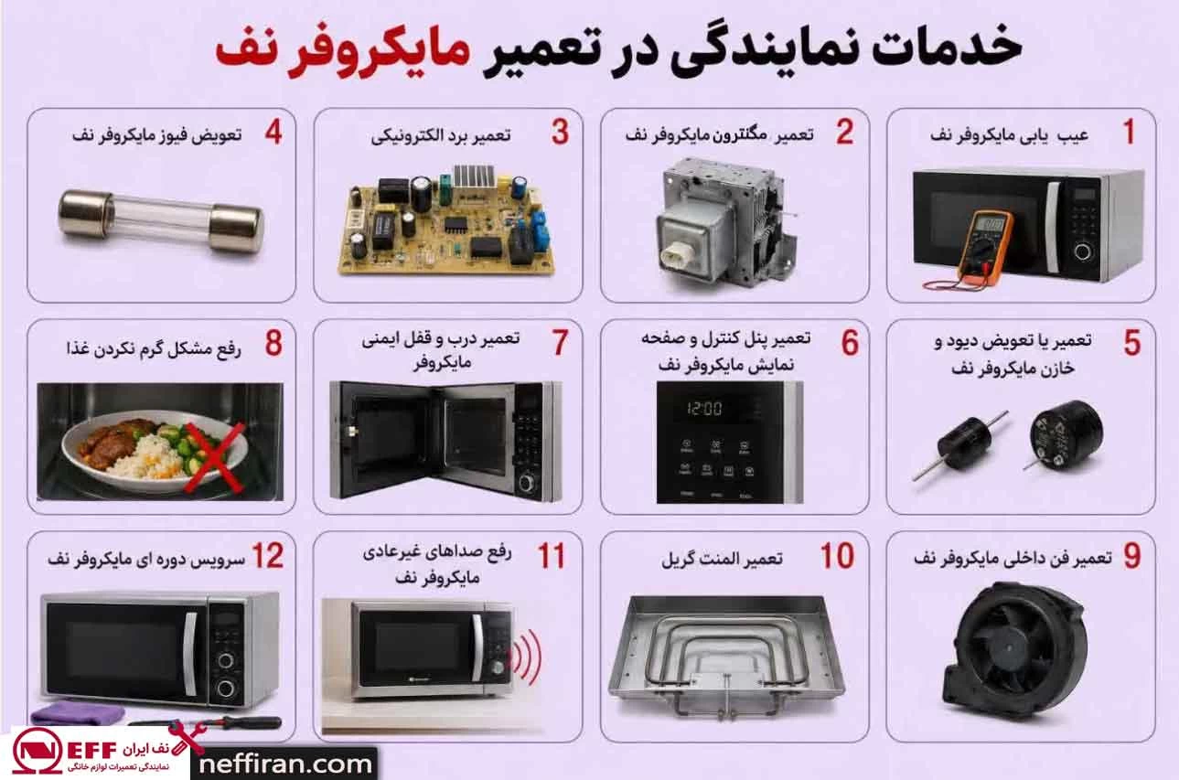 خدمات نمایندگی در تعمیر مایکروفر نف